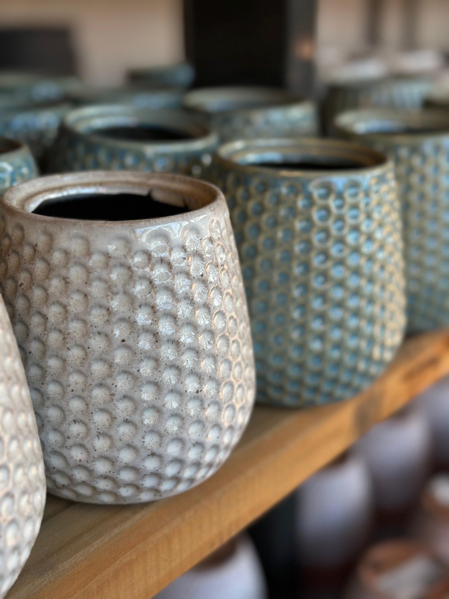 Maceta cerámica esmaltada Dots 12cm