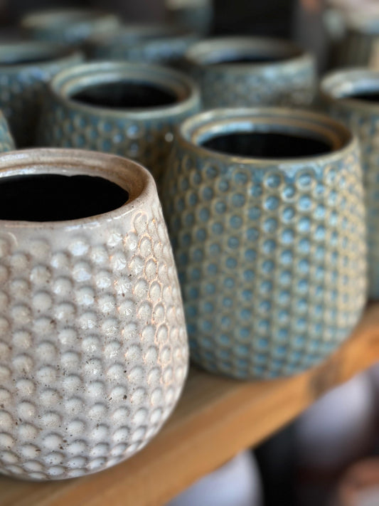 Maceta cerámica esmaltada Dots 12cm