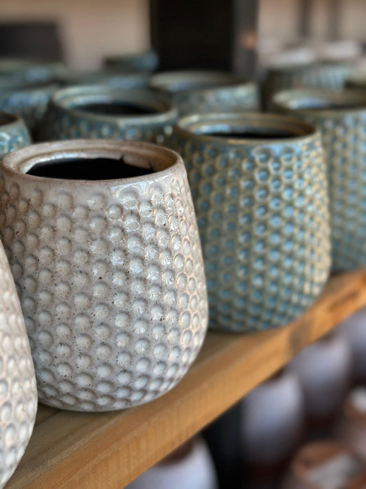 Maceta cerámica esmaltada Dots 12cm