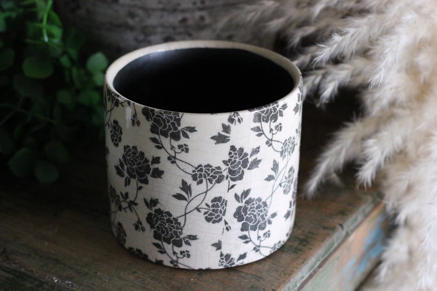 Maceta cerámica Rosas negras