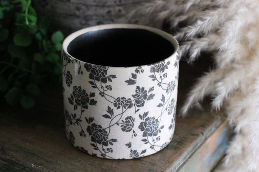 Maceta cerámica Rosas negras