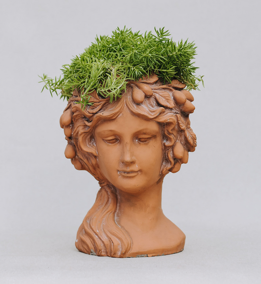 Maceta decorativa busto niña c/olivo 30cm