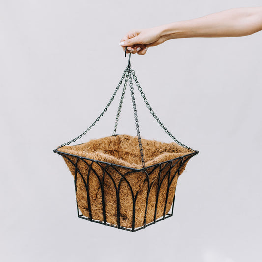 Maceta colgante de coco cuadrada