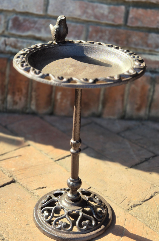 Bebedero pájaros pie en hierro